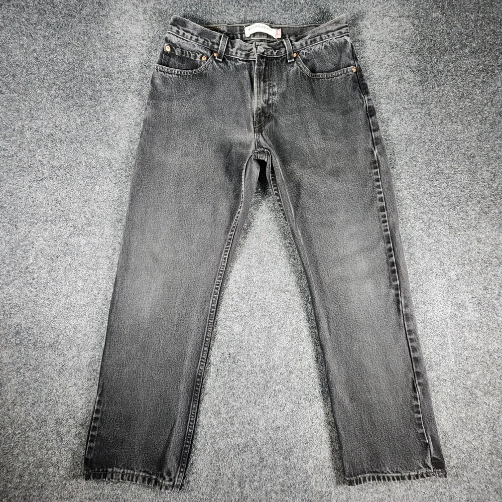 Levi's 505 Regular Fit Jeans Mens 32x30 Fit 31x28 Faded Black Straight Leg Y2K